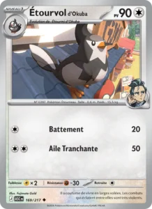 carte pokemon étourvol d'okuba 169/217