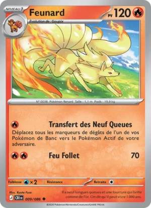 carte pokemon feunard 009/86