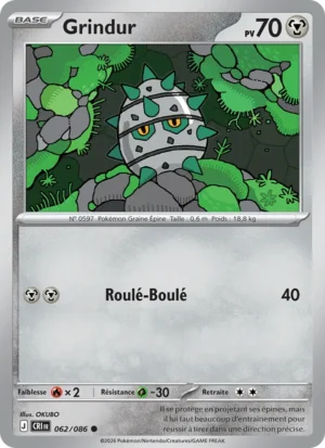 carte pokemon grindur 062/86