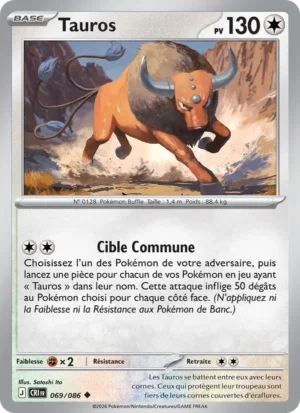 carte pokemon tauros 069/86
