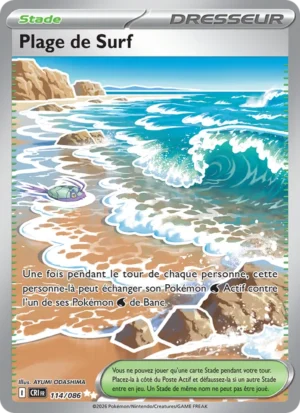 carte pokemon plage de surf 114/86