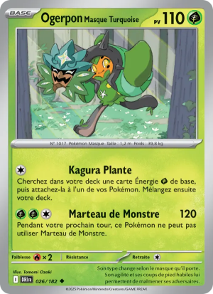 Carte Pokémon Ogerpon Masque Turquoise 026/182 – Rivalité Destinée