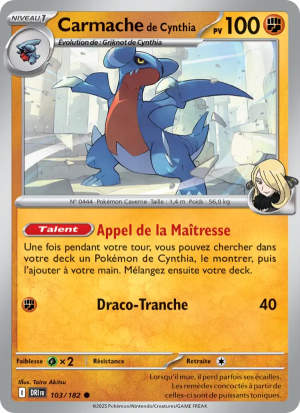 Carte Pokémon Carmache de Cynthia 103/182 – Rivalité Destinée
