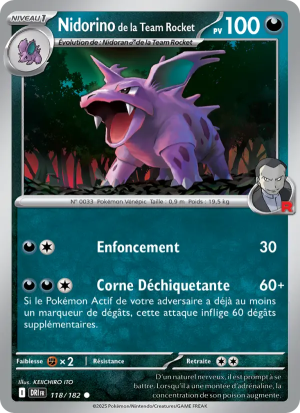 Carte Pokémon Nidorino de la Team Rocket 118/182 – Rivalité Destinée