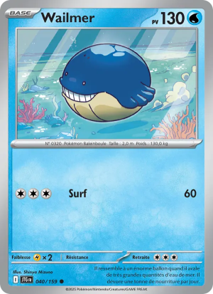 Carte Pokémon Wailmer 040/159 – Aventures Ensemble