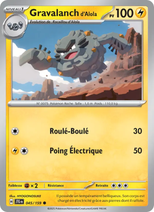 Carte Pokémon Gravalanch d'Alola 045/159 – Aventures Ensemble