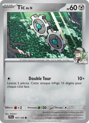 Carte Pokémon Tic de N 103/159 – Aventures Ensemble