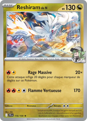 Carte Pokémon Reshiram de N 116/159 – Aventures Ensemble