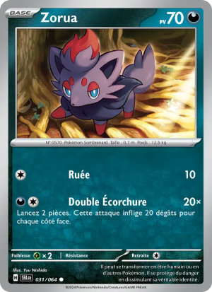 Carte Pokémon Zorua 031/064 – Fable Nébuleuse