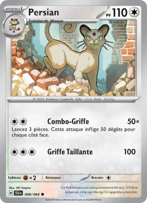 Carte Pokémon Persian 049/064 – Fable Nébuleuse