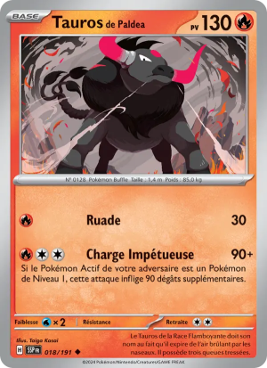 Carte Pokémon Tauros de Paldea 018/191 – Étincelles Déferlantes