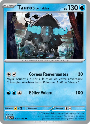 Carte Pokémon Tauros de Paldea 039/191 – Étincelles Déferlantes
