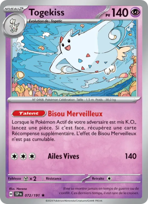 Carte Pokémon Togekiss 072/191 – Étincelles Déferlantes