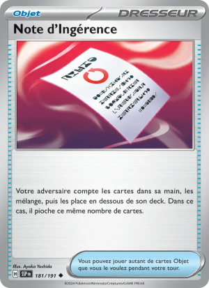 Carte Pokémon Note d'Ingérence 181/191 – Étincelles Déferlantes